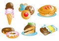 Junk food and dessert icons Royalty Free Stock Photo