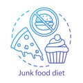 Junk food diet, unhealthy nutrition concept icon. Healthy lifestyle idea thin line illustration. Fastfood and sweets Royalty Free Stock Photo