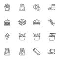 Junk food line icons set Royalty Free Stock Photo