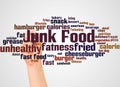 Junk Food word cloud and hand with marker concept