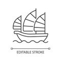 Junk ship linear icon Royalty Free Stock Photo