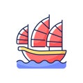 Junk ship RGB color icon Royalty Free Stock Photo
