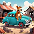 Junk yard mean dog business protection Royalty Free Stock Photo