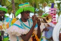 Junkanoo performer with trumpet