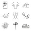 Junket icons set, outline style