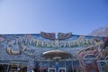 The Junkman`s Daughter store with colorful paintings on the outside of the buildings surrounded by bare winter trees