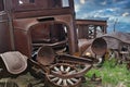 Junkyard from the 1930\'s in burning hot New Mexico sun. Royalty Free Stock Photo