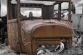 Junkyard from the 1930\'s in burning hot New Mexico sun. Royalty Free Stock Photo