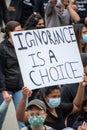 Junteenth Protestors holding up signs during anti-racism march. Vancouver BC Canada