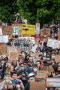 Junteenth Protestors holding up signs during anti-racism march. Vancouver BC Canada