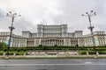 Juny, 2021 - Bucharest, Romania: A frontal view of the Parlament Palace in Bucharest, Romania Royalty Free Stock Photo
