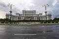 Juny, 2021 - Bucharest, Romania: A frontal view of the Parlament Palace in Bucharest, Romania Royalty Free Stock Photo