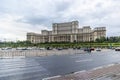Juny, 2021 - Bucharest, Romania: A frontal view of the Parlament Palace in Bucharest, Romania Royalty Free Stock Photo