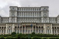 Juny, 2021 - Bucharest, Romania: A frontal view of the Parlament Palace in Bucharest, Romania Royalty Free Stock Photo