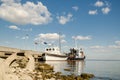 Juodkrante, Lithuania - August 22, 2015: The ships have landed at the berth on a sunny summer day