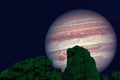 Jupiter back between two mountain night sky Royalty Free Stock Photo
