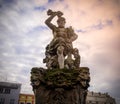 Jupiter Fountain - Jupiterova kasna - on Lower Square - Dolni namesti - Olomouc. Baroque fountain of supreme roman god