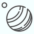 Jupiter line icon. Planet with satellite. World space week design concept, outline style pictogram on white background