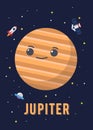 The Jupiter Planet Cute Design, Illustration vector graphic of the of the jupiter planets in cute cartoon style. Space kids.