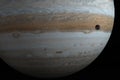 Jupiter planet and Ganymede in the outer space. 3d render Royalty Free Stock Photo