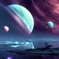 Jupiter planet, giant gas planet and its ocean-bearing moons, AI generated