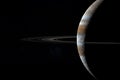 Jupiter planet with her rings in rotation in the outer space. 3d render