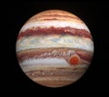 Jupiter planet with high detailed surface with stars in the background, scientific jupiter globe wallpaper