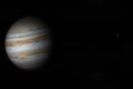 Jupiter planet and satellite Callisto in rotation in the outer space. 3d render Royalty Free Stock Photo
