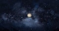 Jupiter planet on space with colorful starry night. front view of Jupiter planet from space with beautiful galaxy. full view of J