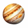 Jupiter Planet On White Background - Detailed Texture And Historical Illustration