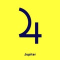 Jupiter. Planet symbol. Vector color sign. Astrological calendar. Jyotisha. Hinduism, Indian or Vedic astrology