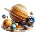 Jupiter and Planets Celestial Scene Space Art Planetscape Royalty Free Stock Photo