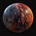 Jupiter-style exoplanet with reddish and marbled tones. Planet in space.