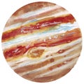 Jupiter. Watercolor planet of solar system for print design. Art element. Isolated on white background. Royalty Free Stock Photo