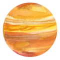 Jupiter watercolor planets, isolated white background, space illustration, hand drawing Royalty Free Stock Photo