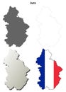 Jura, Franche-Comte outline map set