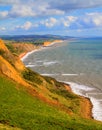 Jurassic coast view to West Bay and Chesil beach England UK Royalty Free Stock Photo