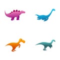 Jurassic dino icons set cartoon vector. Cute little dinosaur