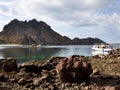 Jurassic hill, great coral near beach in Padar Island, Komodo Island, Indonesia Royalty Free Stock Photo