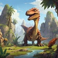 Jurassic Jumble A Stylized Cartoon Adventure Through the Prehistoric Landscape of Gigantic Flora