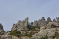 Jurassic Limestone Rock Formations in the El Torcal Nature Reserve under a blue Sky. Royalty Free Stock Photo