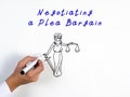 Juridical concept meaning Negotiating a Plea Bargain with phrase on the piece of paper