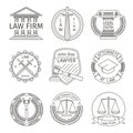 Juridical and legal logo elements in line style
