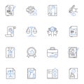 Juridical line icons collection. Law, Judge, Court, Litigation, Lawsuit, Attorney, Legal vector and linear illustration