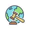 Color illustration icon for Jurisdiction, authority and arbitration