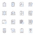 Jurisprudence conglomerate line icons collection. Law, Judiciary, Equity, Rights, Justice, Jurisdiction, Legislation