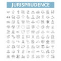 Jurisprudence icons, line symbols, web signs, vector set, isolated illustration