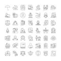 Jurisprudence linear icons, signs, symbols vector line illustration set