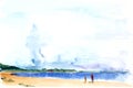 Jurmala beach Riga seaside Latvia. watercolor travel sketch