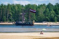 Jurmala, Riga, Latvia, Europe with Latvian flag
